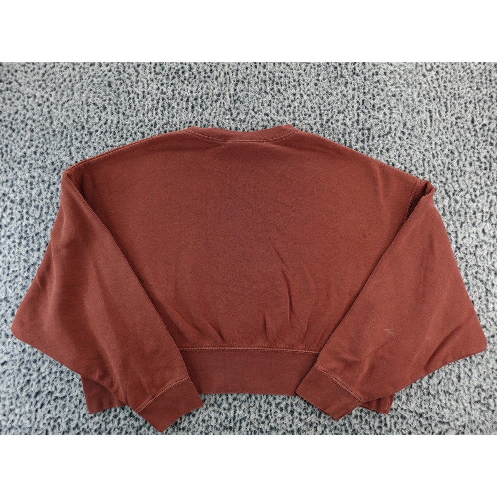 Nike Women Reddish Brown Cropped Sweatshirt Crewneck Long Sleeve Size‎ S - Picture 8 of 9